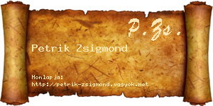 Petrik Zsigmond névjegykártya